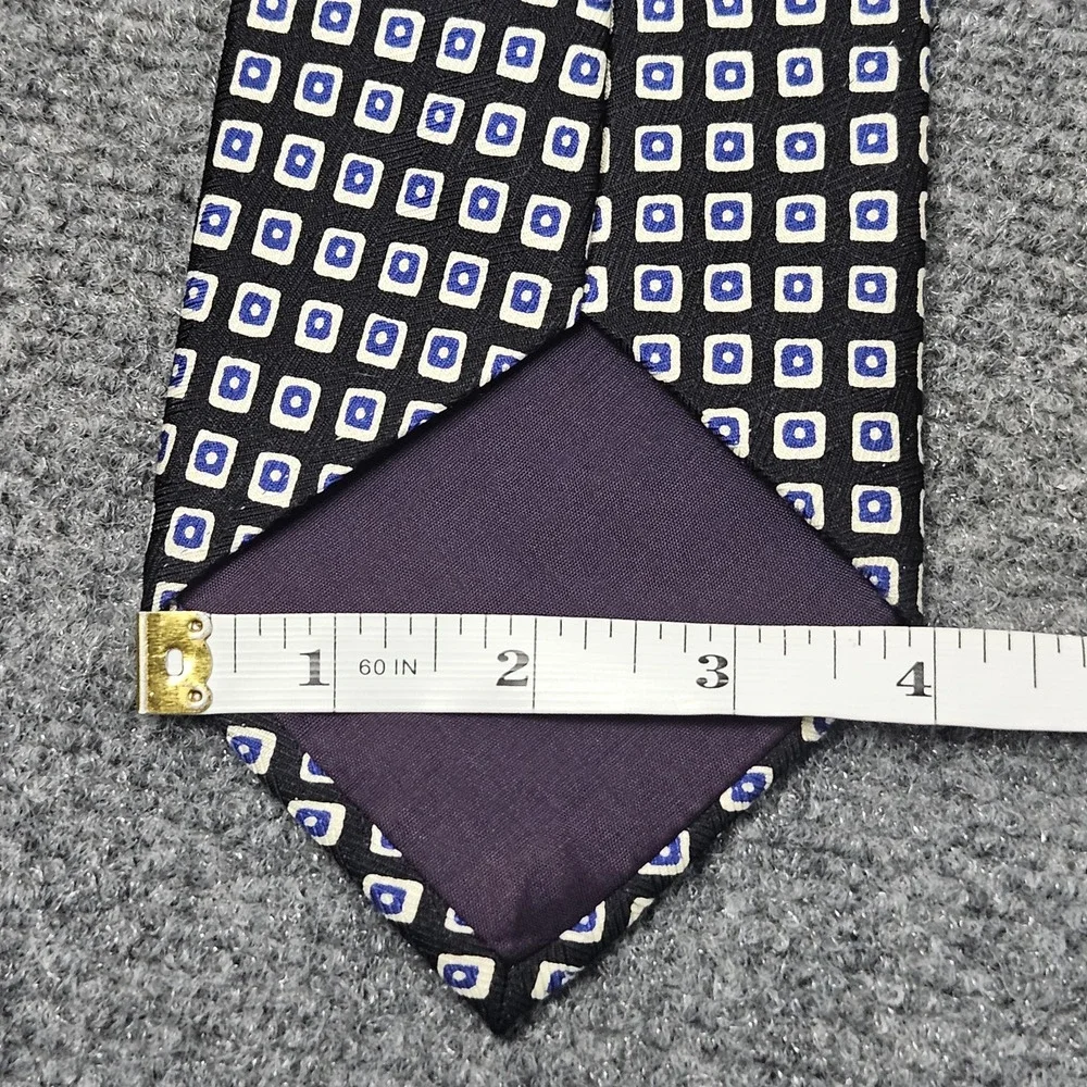 Polo University Ralph Lauren Necktie Black White Geometric Squares 100% Silk USA